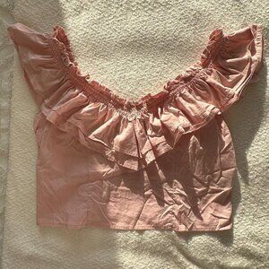 Pink Ruffle Bib Crop Top Wild Fable
